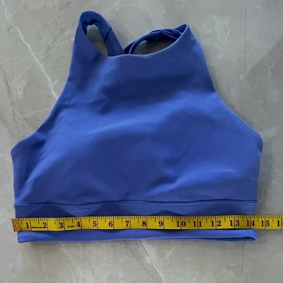 Lululemon Sports Bra Size 10 Purple Blue Med Support Removable Cups Criss Cross - Picture 4 of 7